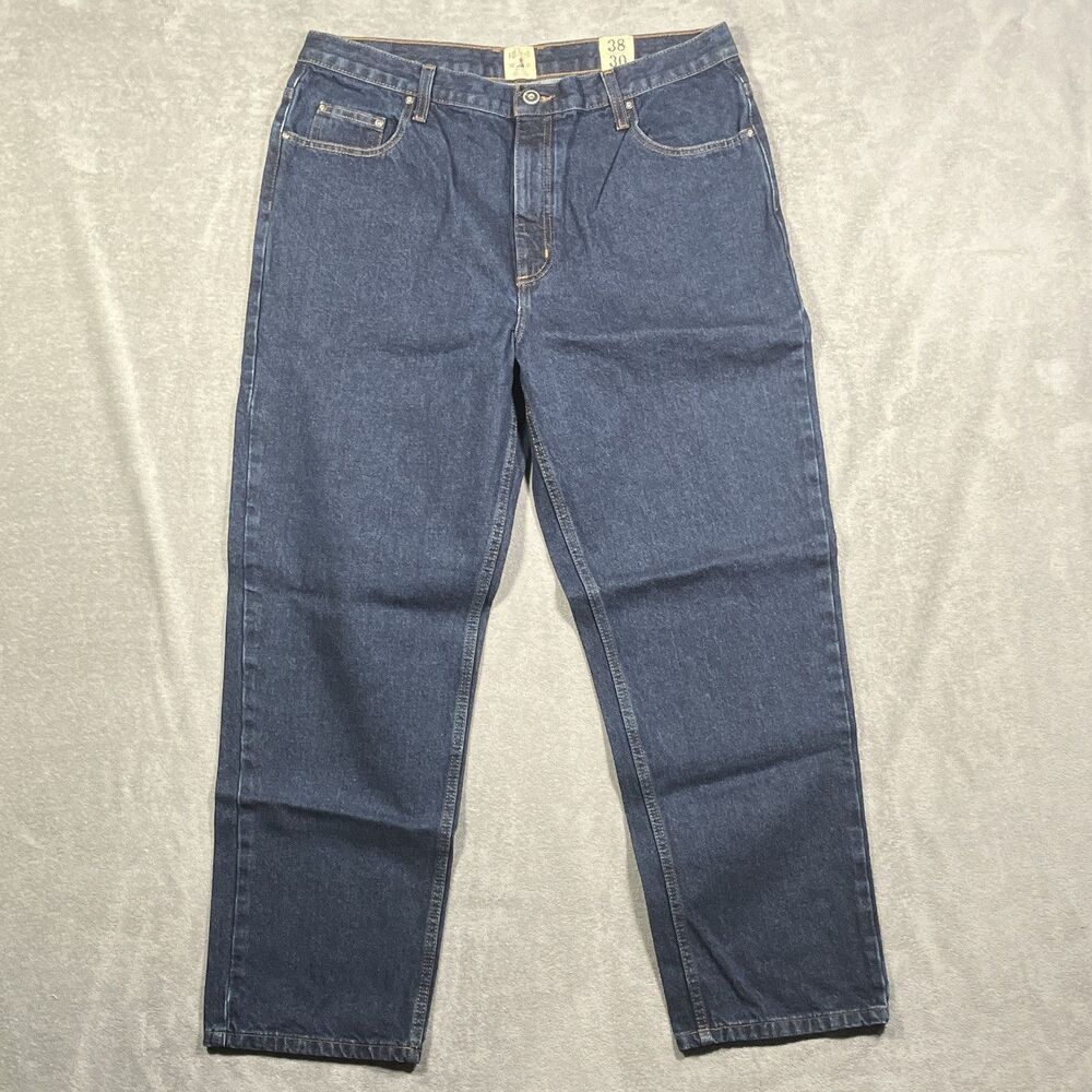 RedHead Mens Regular Straight Dark Wash Blue Denim Cotton 5-Pocket Jeans